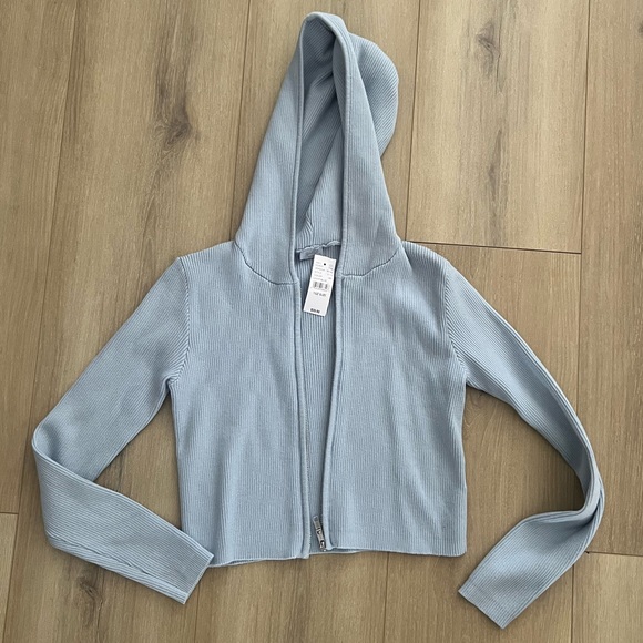 John Galt Light Blue Cropped Hoodie - Picture 1 of 7
